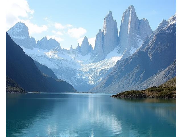 Montagnes imposantes et lacs glaciaires de Patagonie.