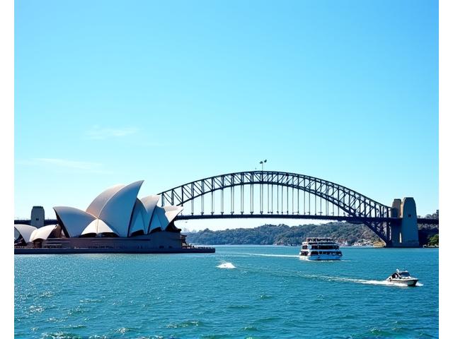 Opéra de Sydney avec le port en arrière-plan